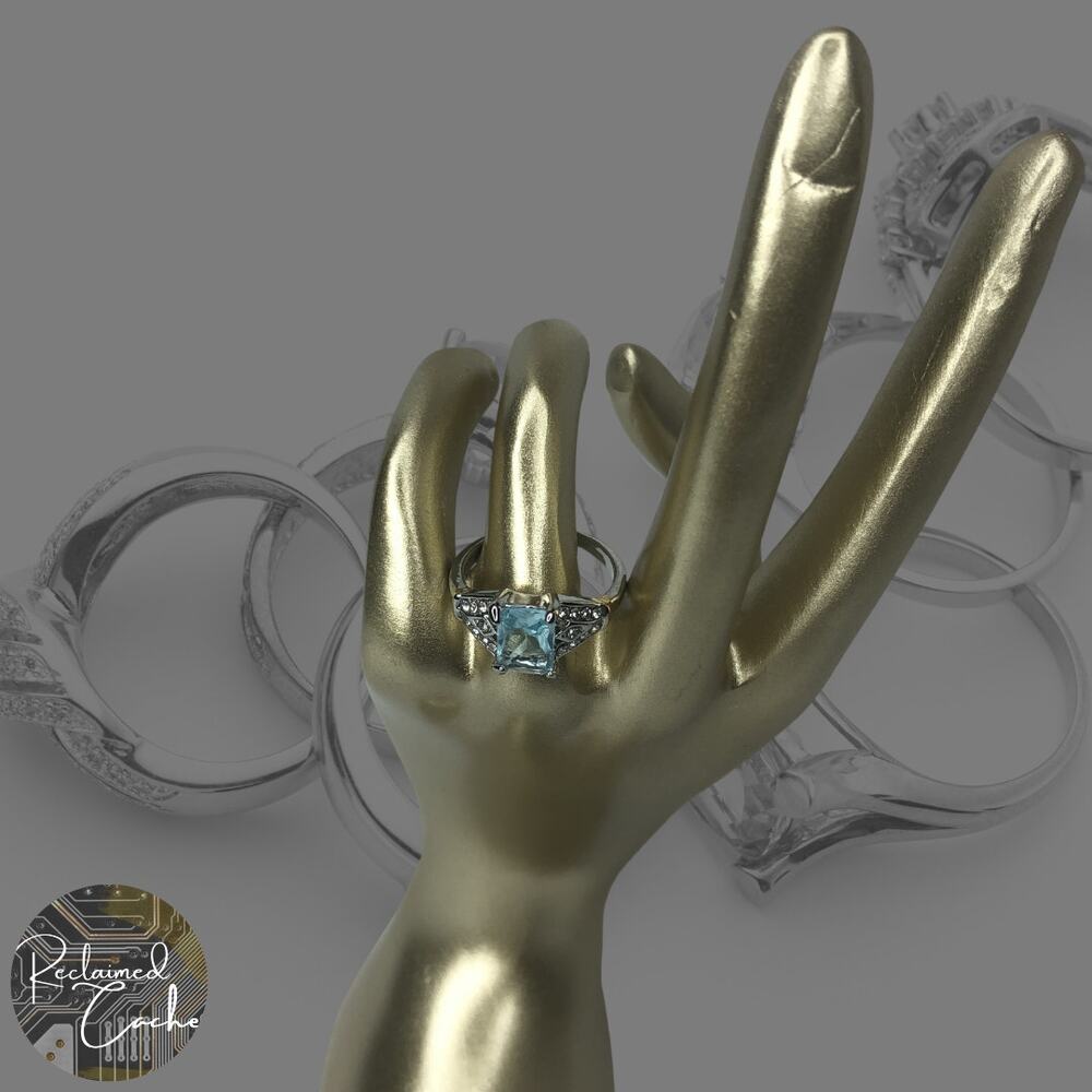 Light Blue Baguette Cut Ring - Size 6